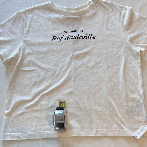 Reformation White Cropped Tee with Black 'Ref Nashville' Text - Picture 3 of 6